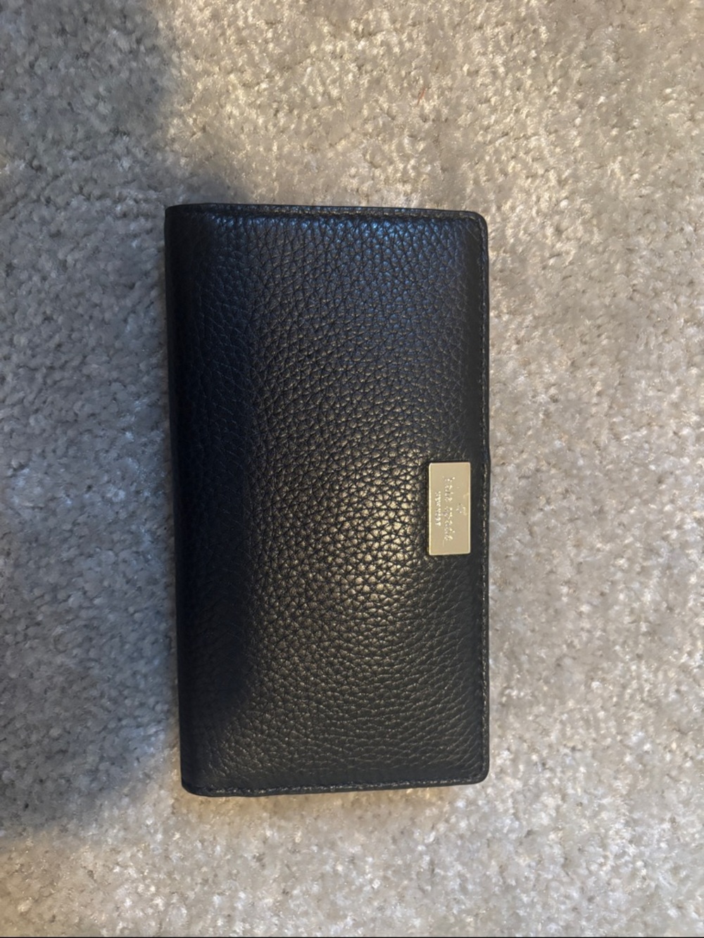 kate spade Black Leather Bi-Fold Wallet with Gold Accent
